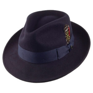 Navy Blue Crushable C-Crown Wool Felt Fedora Hat