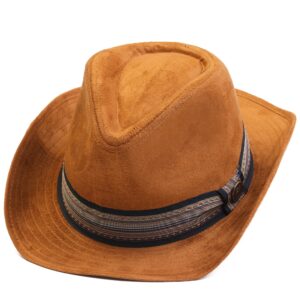 Golden Brown Cowboy Hat, Winter Men Hat, Fedora Hats, Western Style Cowboy Hat, Christmas Gift, Vintage Old Style Man Hat