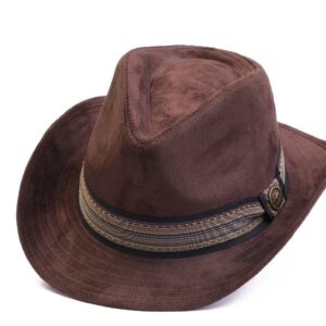 Dark Brown Cowboy Hat, Winter Men Hat, Fedora Hats, Western Style Cowboy Hat, Christmas Gift, Vintage Old Style Man Hat