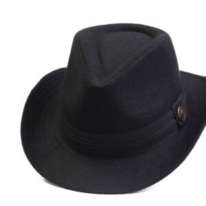 Black Cowboy Hat, Faux Felt Cowboy Hat, Winter Men Hat, Fedora Hats, Western Style Cowboy Hat, Christmas Gift, Vintage Old Style Man Hat