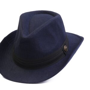Dark Blue Cowboy Hat, Faux Felt Cowboy Hat, Winter Men Hat, Fedora Hats, Western Style Cowboy Hat, Christmas Gift, Vintage Old Style Man Hat