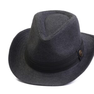 Dark Gray Cowboy Hat, Faux Felt Cowboy Hat, Winter Men Hat, Fedora Hats, Western Style Cowboy Hat, Christmas Gift,Vintage Old Style Man Hat