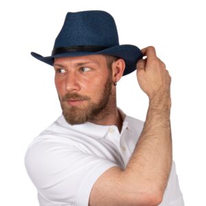Navy Summer Cowboy Cowgirl Hat, Boho Cowboy Hat , Fedora Hats, Western Style Hat, Man Summer Hat, Women Summer Hat, Sun Hat, Beach Hat