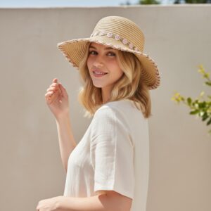 Crochet Straw Sun Hat for Women, Floral Wide Brim Beach Hat, Boho Summer Hat, Lightweight Vacation Sun Hat, Vintage Style
