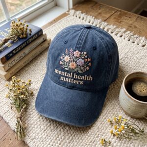 Mental Health Matters Embroidered Baseball Cap, Washed Cotton Dad Hat