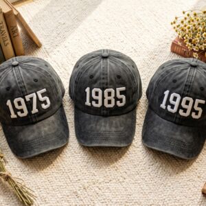Custom Embroidered Baseball Cap, 100% Cotton, Any Year Birthday Gift